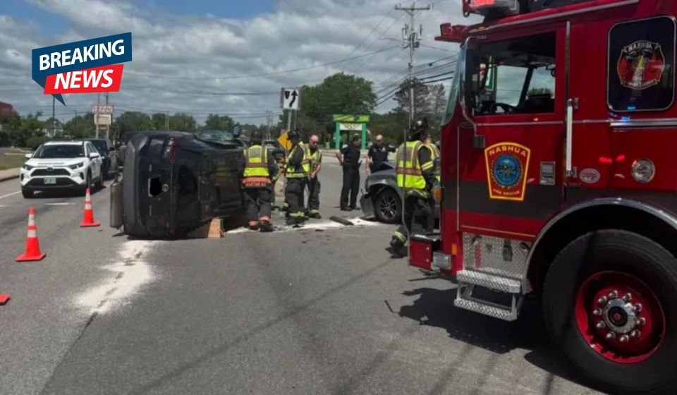 Person Hospitalized After Violently Rolling Vehicle in Nashua, New Hampshire