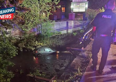 Two treated for minor injuries after car plunges into Dracut’s Beaver Brook